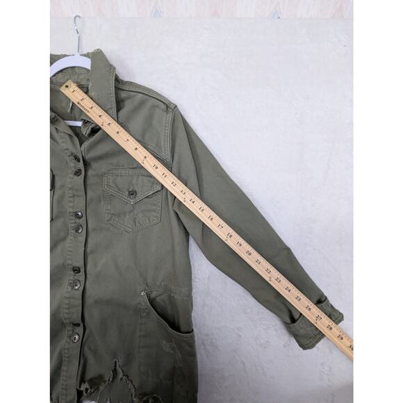 Free People Moonchild Women's Oversized Jacket Size Small Olive Green Distressed - Picture 15 of 15